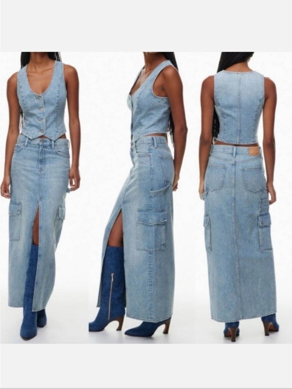 Denim Forum 90s Cargo Maxi Skirt - 29